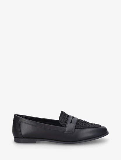 Mocassins en simili et macramé - Noir - 1