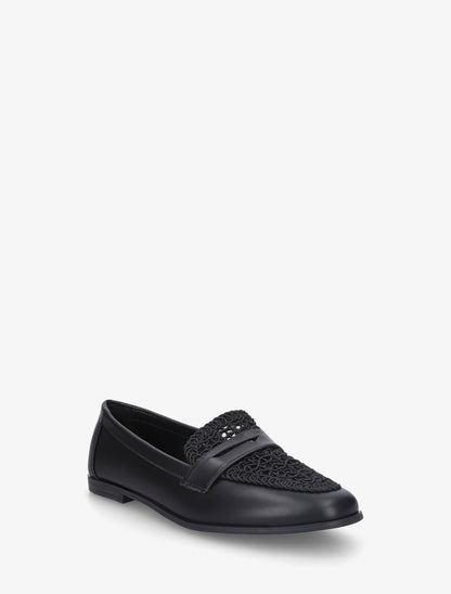 Mocassins en simili et macramé - Noir - 2