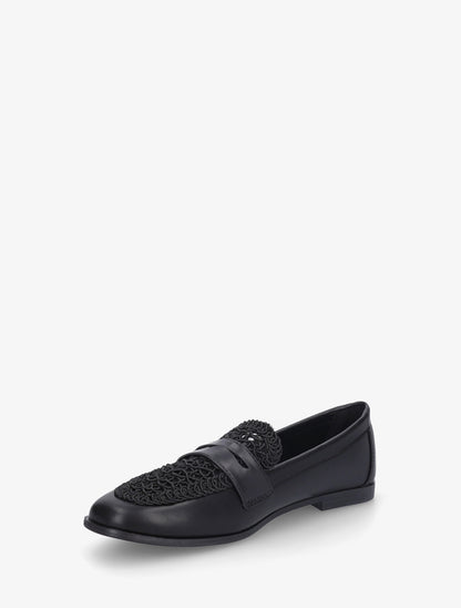 Mocassins en simili et macramé - Noir - 3