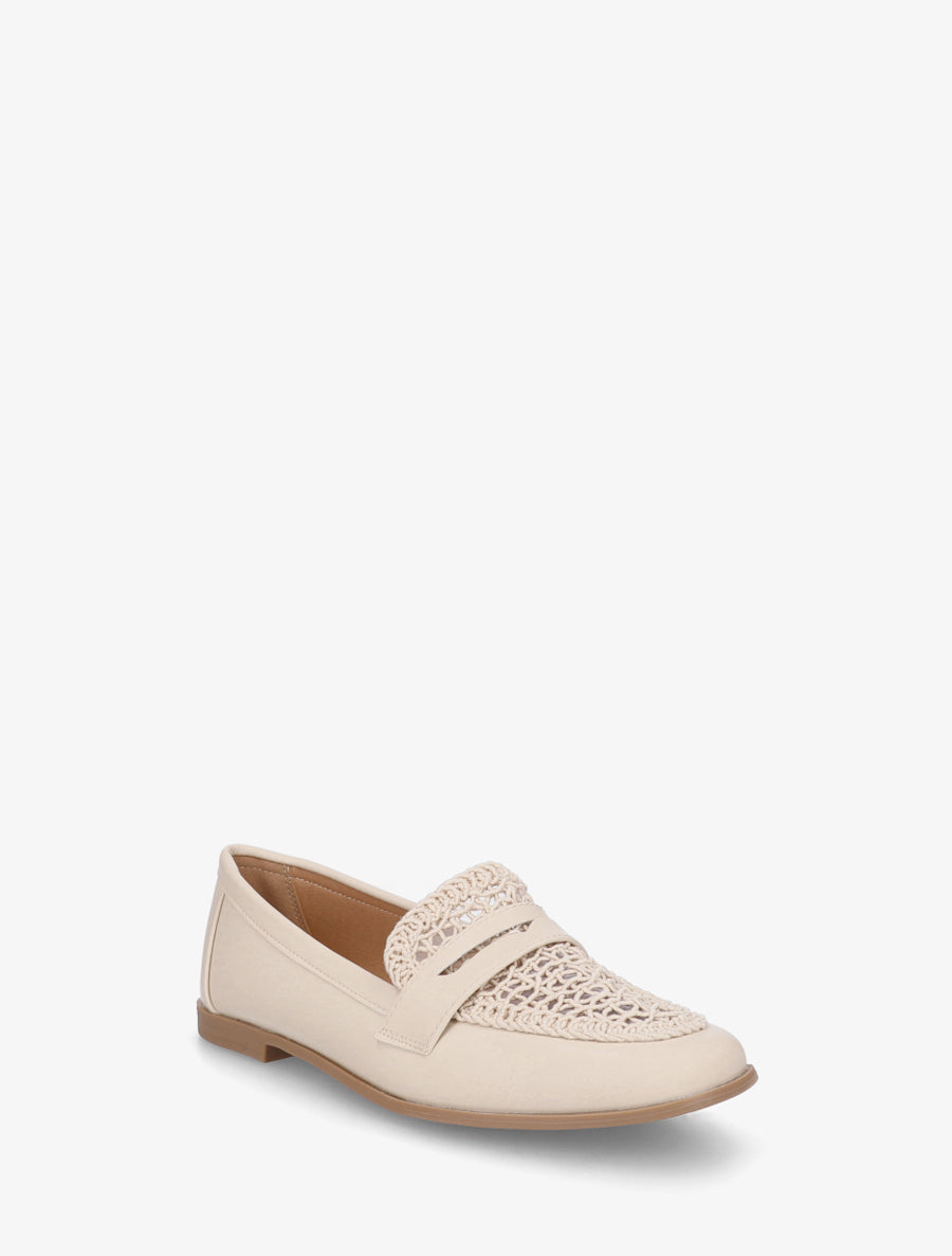 Mocassins en simili et macramé - Beige - 2