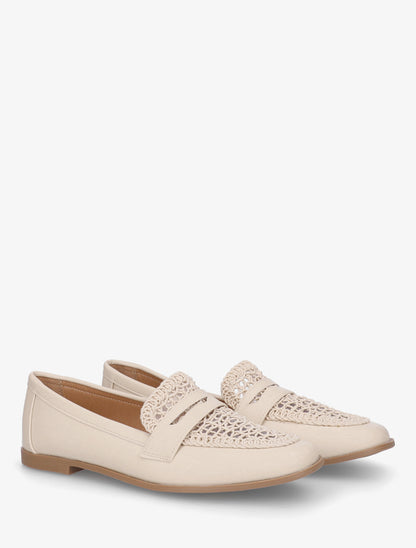 Mocassins en simili et macramé - Beige - 4