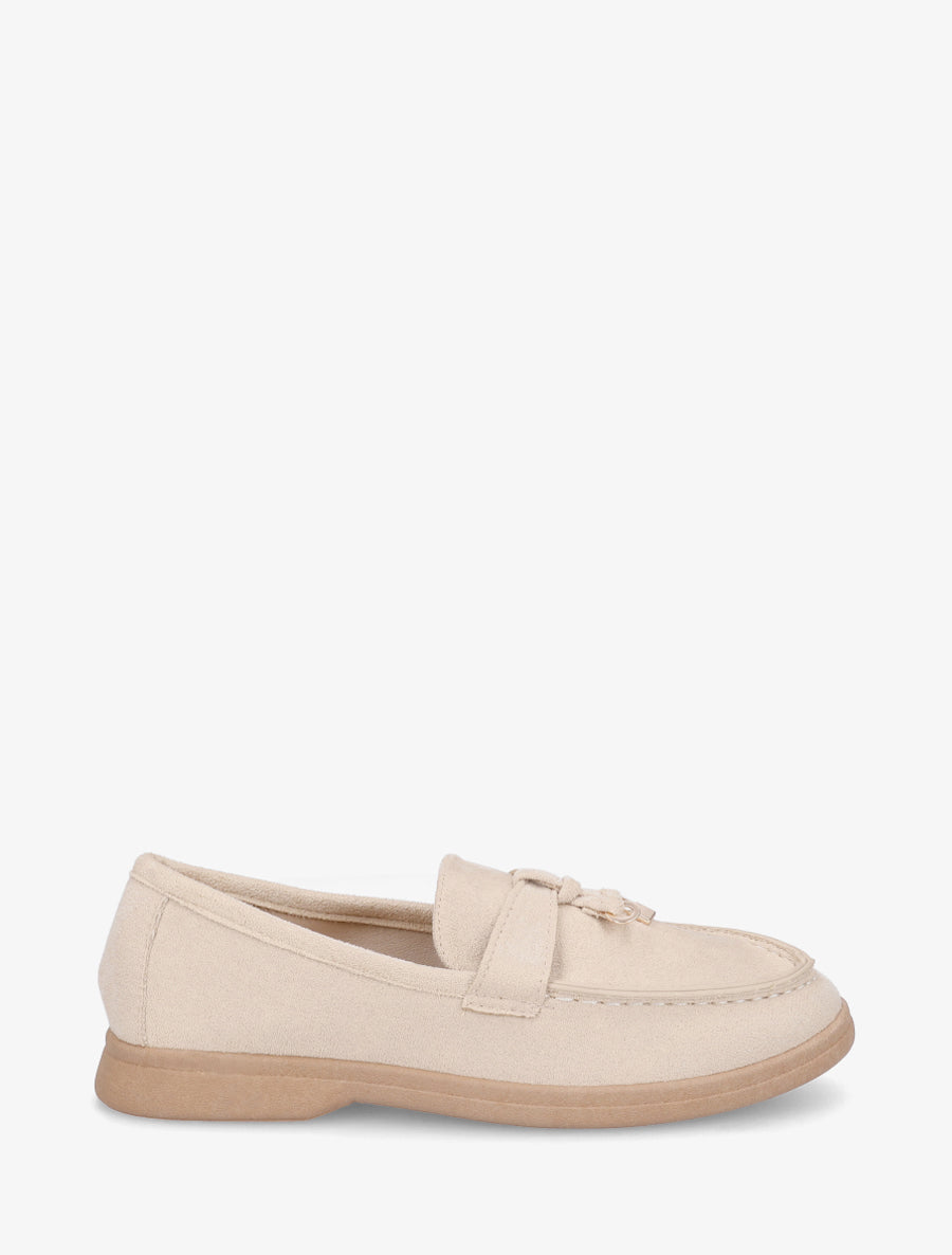 Mocassins en suédine à bijoux - Beige clair - 1