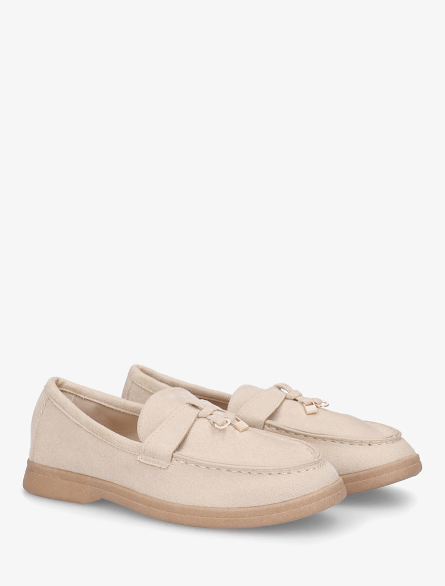 Mocassins en suédine à bijoux - Beige clair - 4