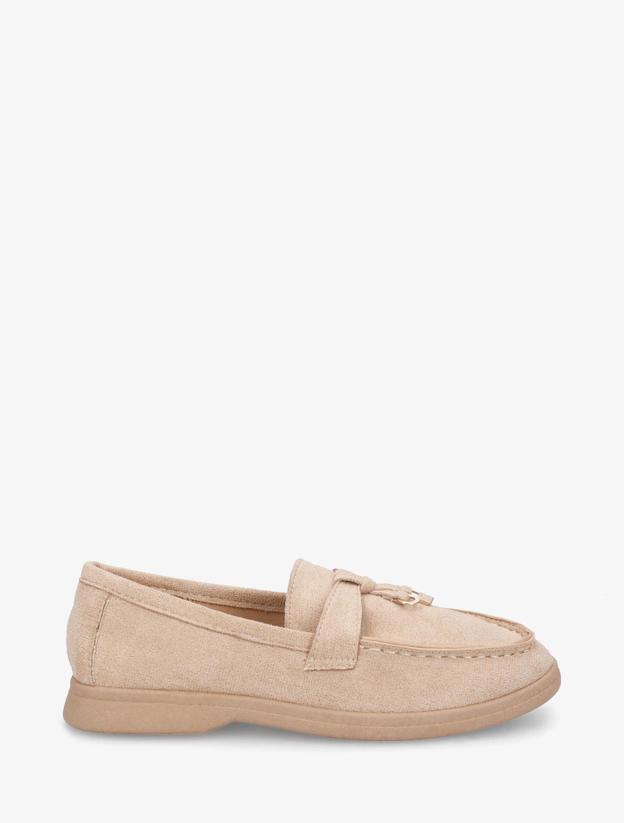 Mocassins en suédine à bijoux - Taupe - 1