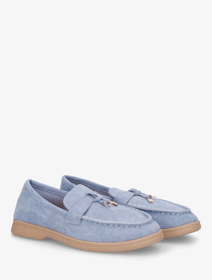 Mocassins en suédine à bijoux - Bleu clair - 4