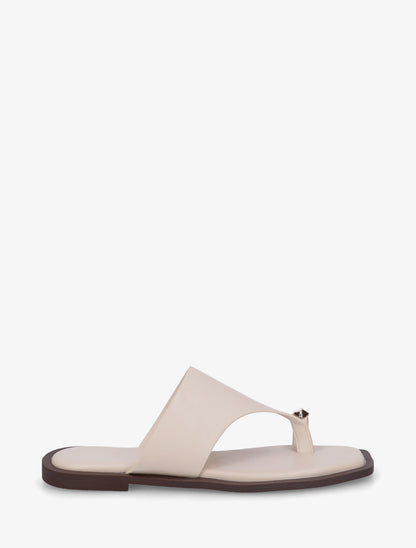 Mules plates à entre-doigt bijou - Beige - 1