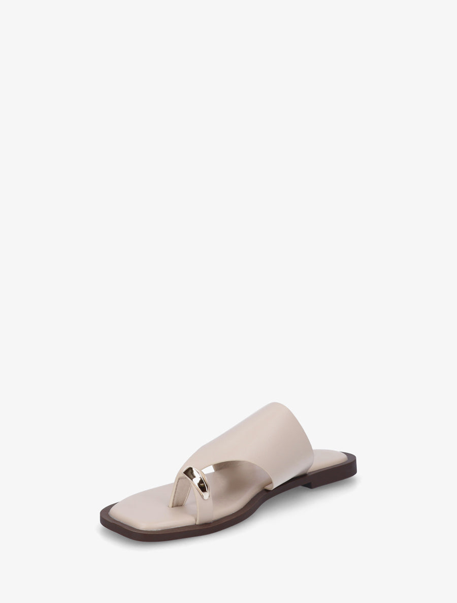 Mules plates à entre-doigt bijou - Beige - 3
