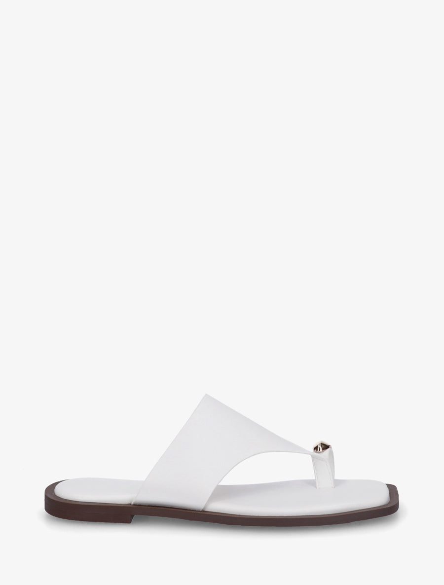 Mules plates à entre-doigt bijou - Blanc - 1