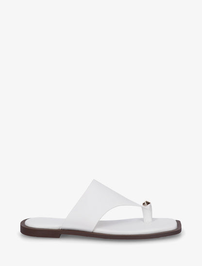 Mules plates à entre-doigt bijou - Blanc - 1