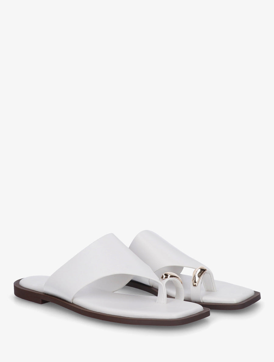 Mules plates à entre-doigt bijou - Blanc - 4