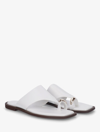 Mules plates à entre-doigt bijou - Blanc - 4
