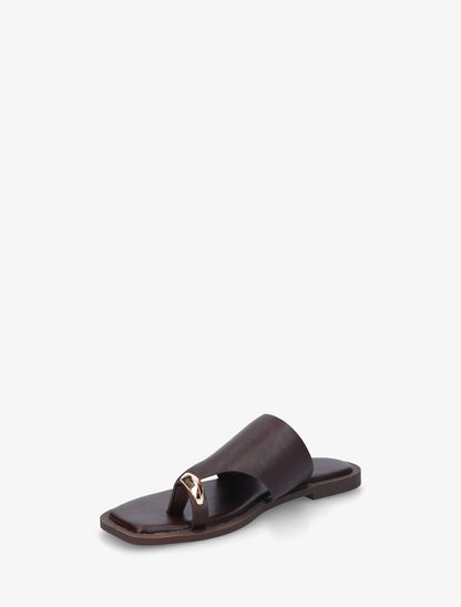 Mules plates à entre-doigt bijou - Marron - 3