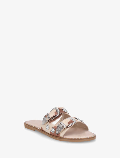 Claquettes clous fantaisies imprimé vache - Beige foncé - 2