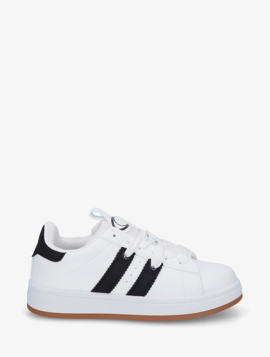 Sneakers unies à bandes contrastantes - Blanc - 1