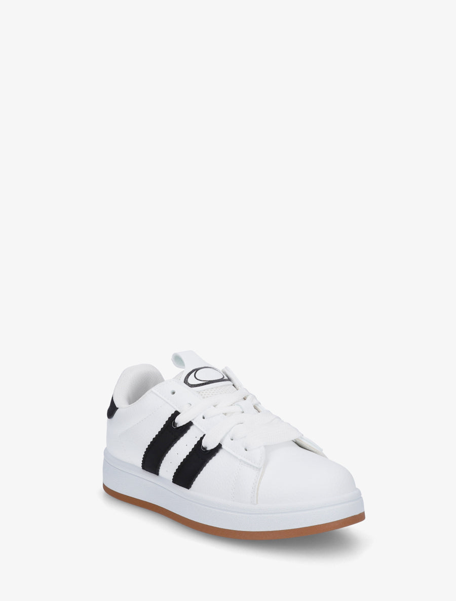 Sneakers unies à bandes contrastantes - Blanc - 2
