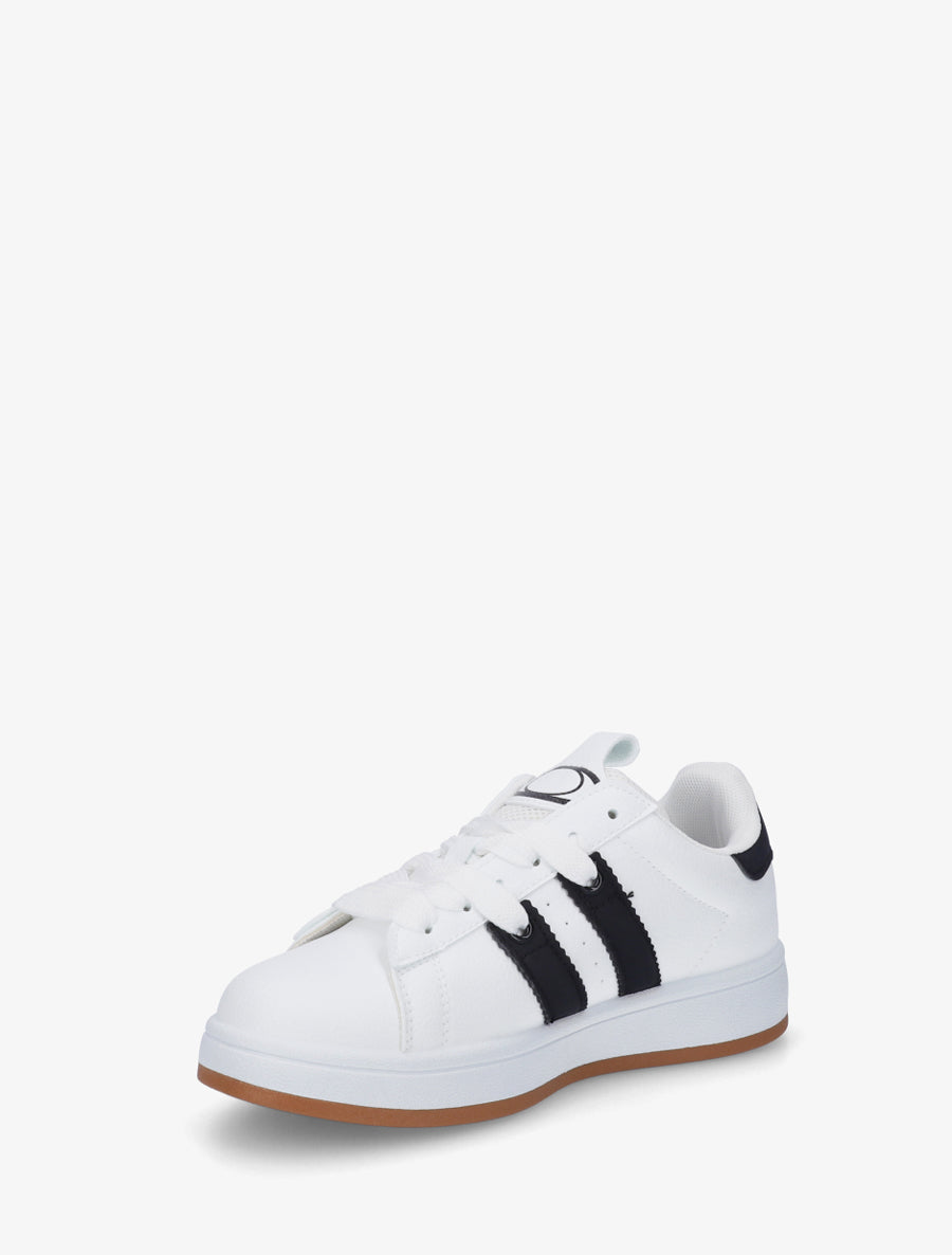 Sneakers unies à bandes contrastantes - Blanc - 3