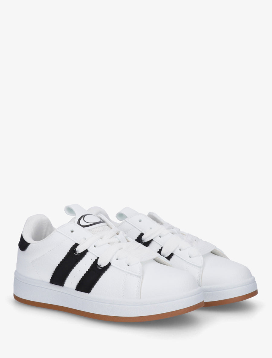 Sneakers unies à bandes contrastantes - Blanc - 4
