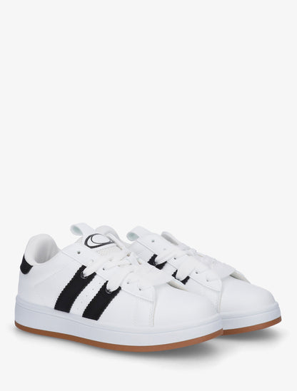 Sneakers unies à bandes contrastantes - Blanc - 4