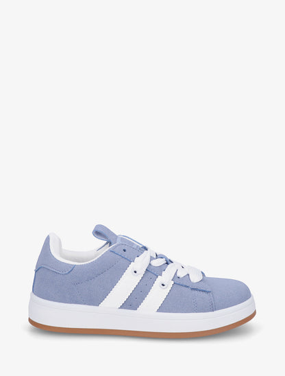 Sneakers unies à bandes contrastantes - Bleu - 1