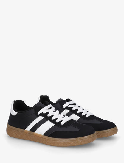 Sneakers à bandes contrastantes - Noir - 4