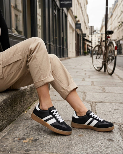Sneakers à bandes contrastantes - Noir