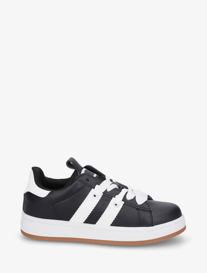 Sneakers unies à bandes contrastantes - Noir - 1