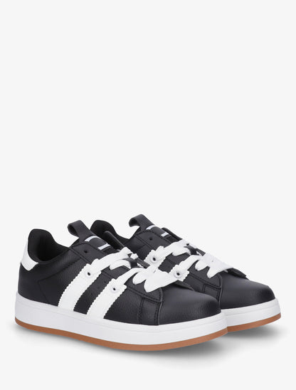 Sneakers unies à bandes contrastantes - Noir - 4