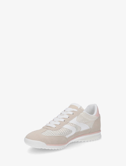 Baskets bimatière à empiècements zig-zag - Beige - 3