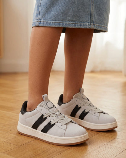 Sneakers unies à bandes contrastantes - Gris