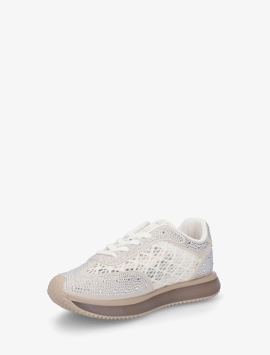 Baskets brodées à strass - Beige - 3