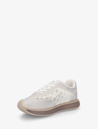 Baskets brodées à strass - Beige - 3