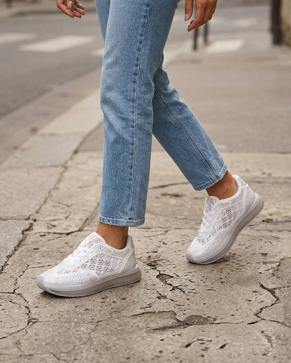 Baskets brodées à strass - Blanc