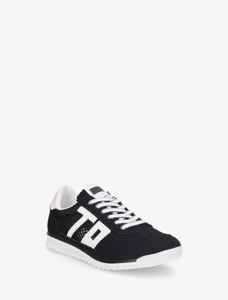 Sneakers bimatière floquées - Noir - 2