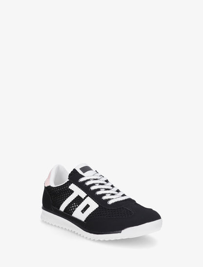 Sneakers bimatière floquées - Noir - 2