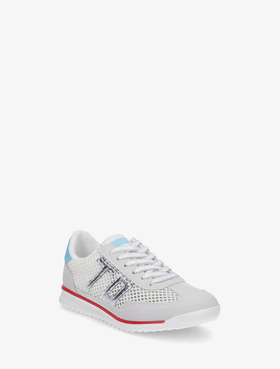 Sneakers bimatière floquées - Blanc - 2