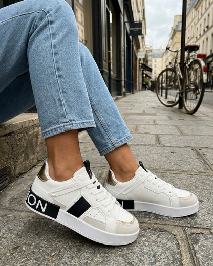 Baskets en simili à bande irisée - Blanc