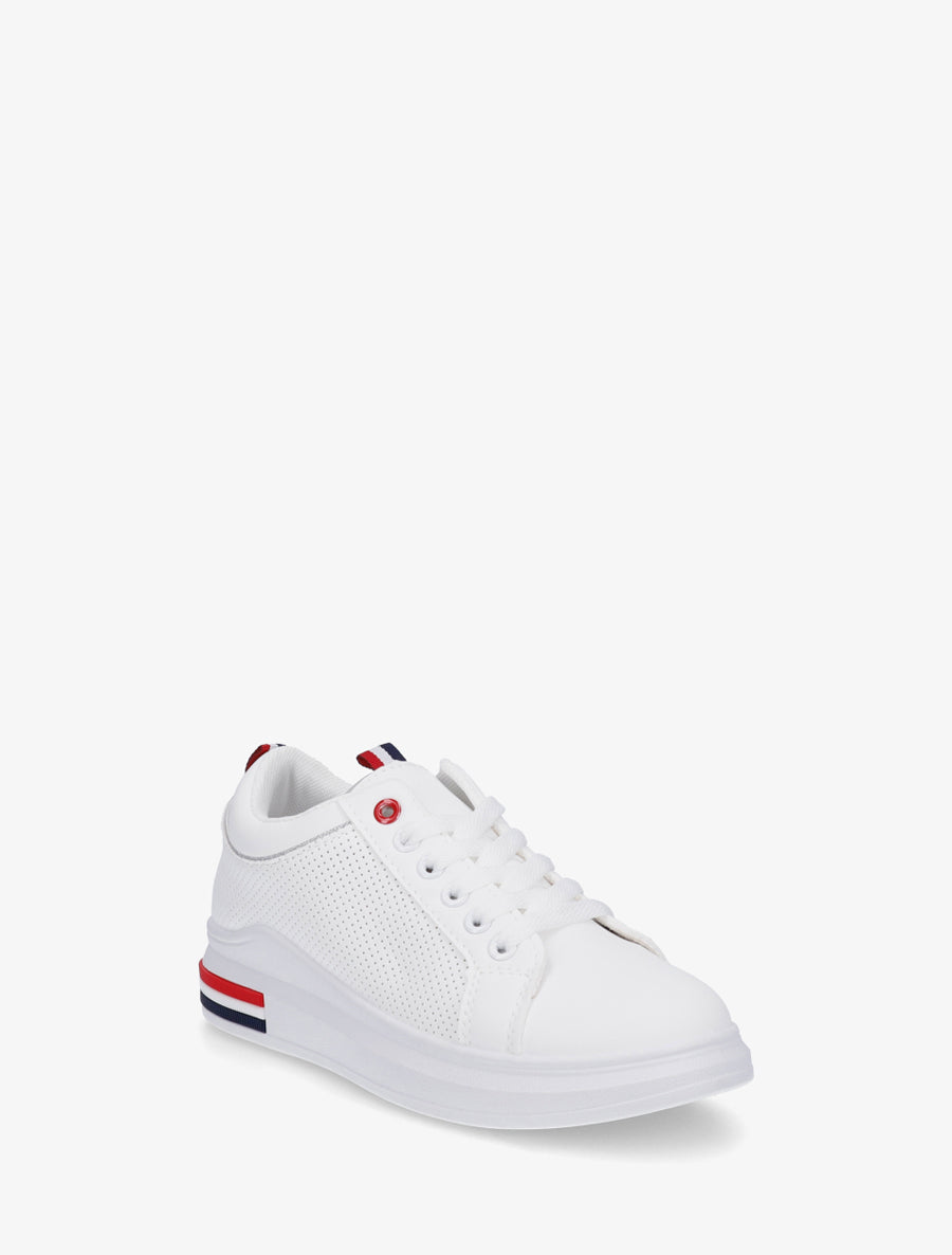 Sneakers piquetés en simili - Blanc - 2