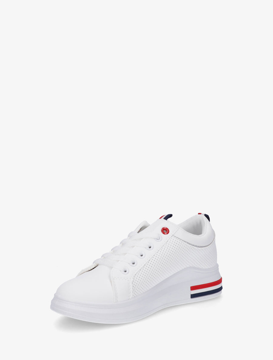 Sneakers piquetés en simili - Blanc - 3