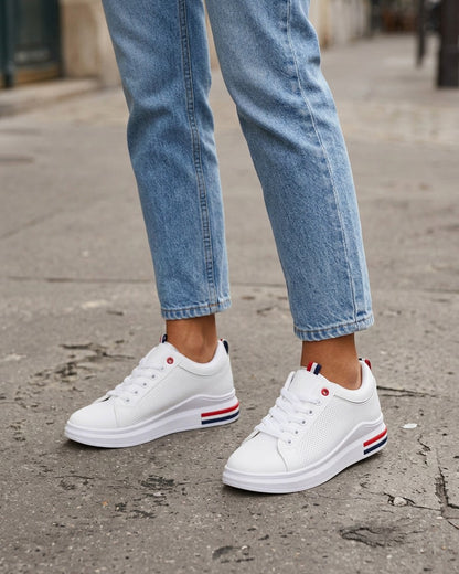 Sneakers piquetés en simili - Blanc