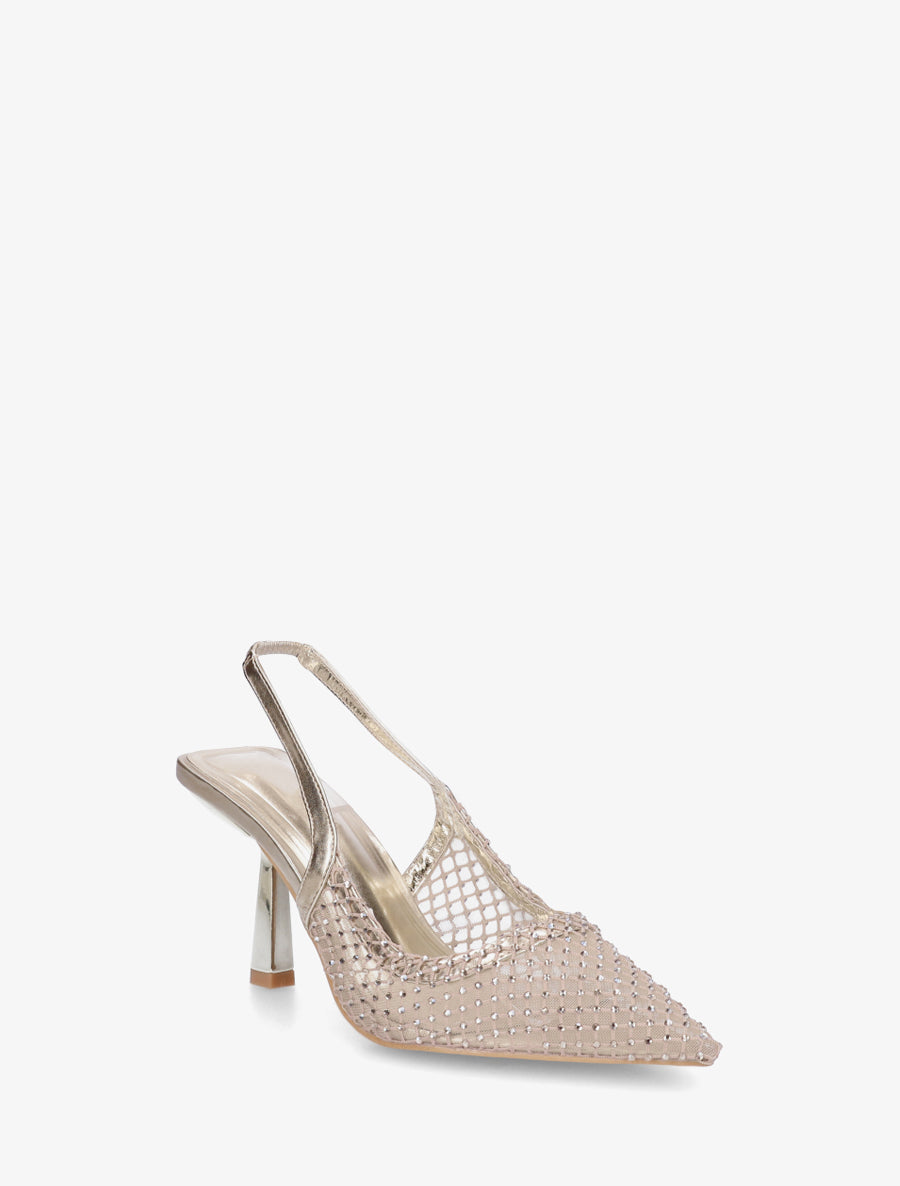 Escarpins pointu à strass - Or - 2