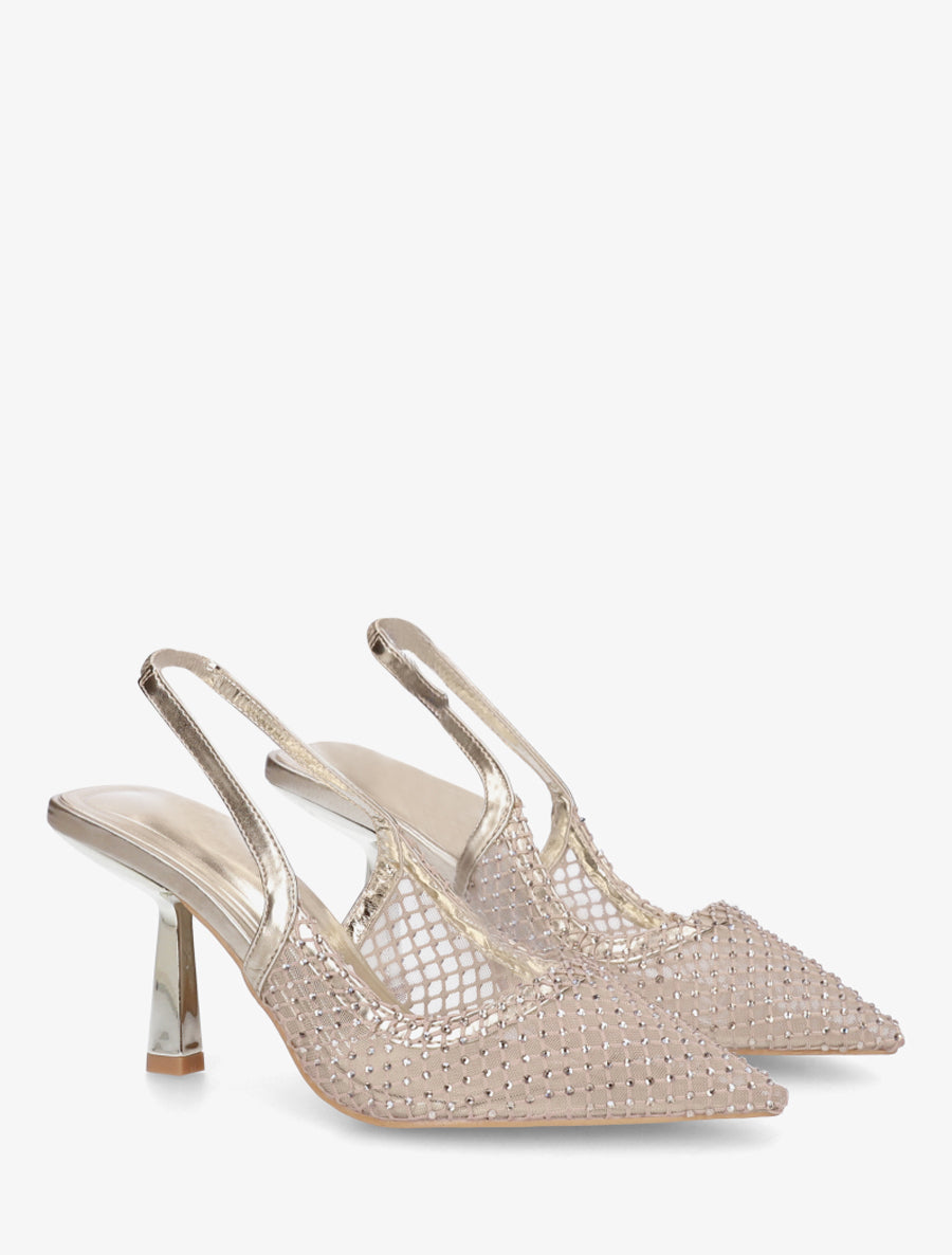 Escarpins pointu à strass - Or - 4