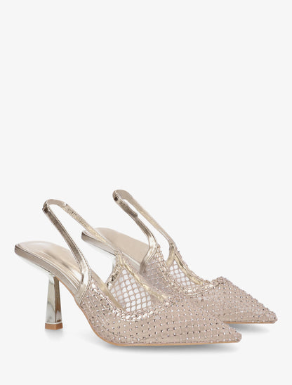 Escarpins pointu à strass - Or - 4