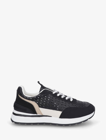 Sneakers à empiècement effet macramé - Noir - 1