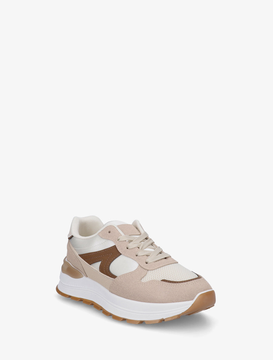 Sneakers en simili stylisés - Beige - 2