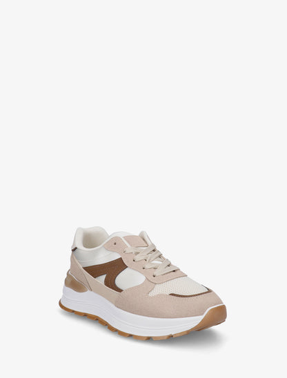 Sneakers en simili stylisés - Beige - 2