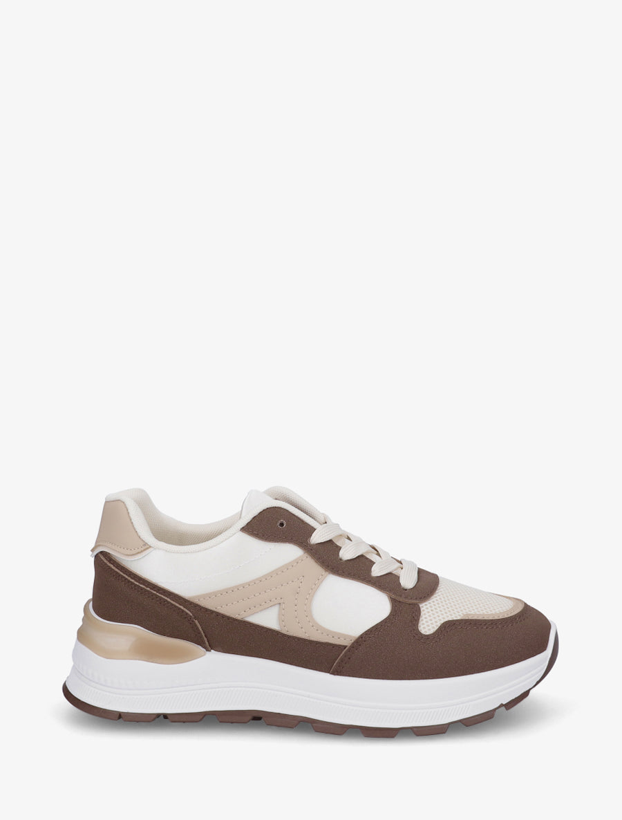 Sneakers en simili stylisés - Marron - 1