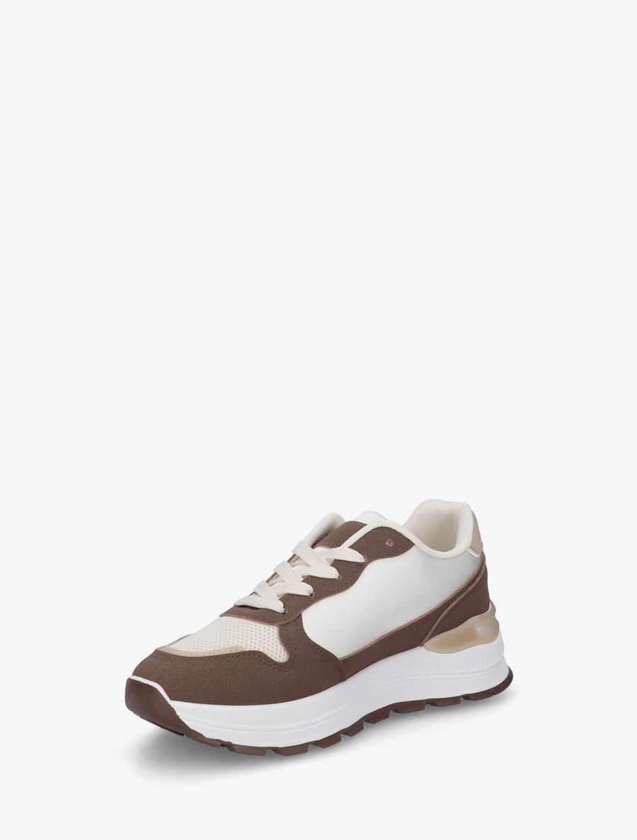 Sneakers en simili stylisés - Marron - 3