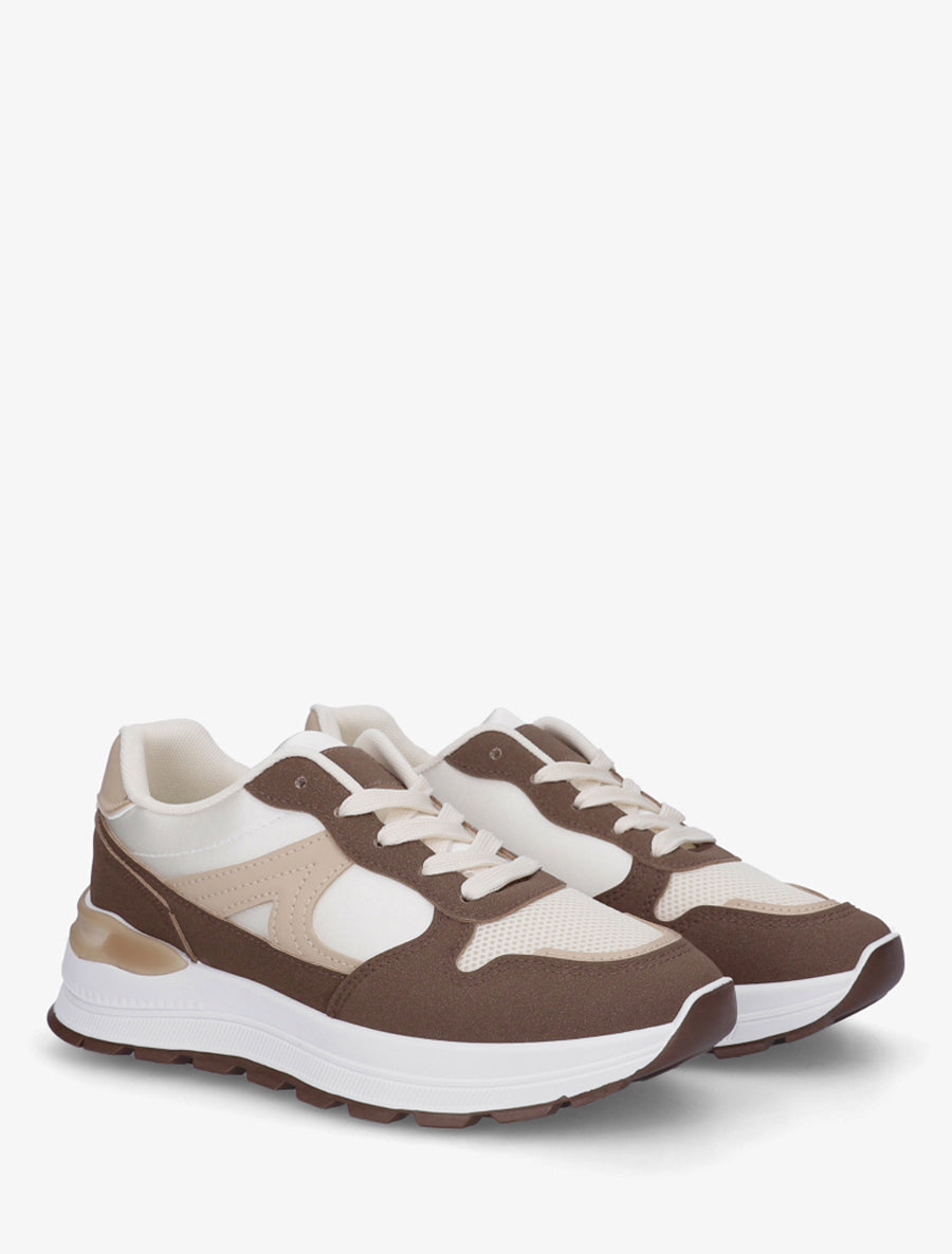 Sneakers en simili stylisés - Marron - 4
