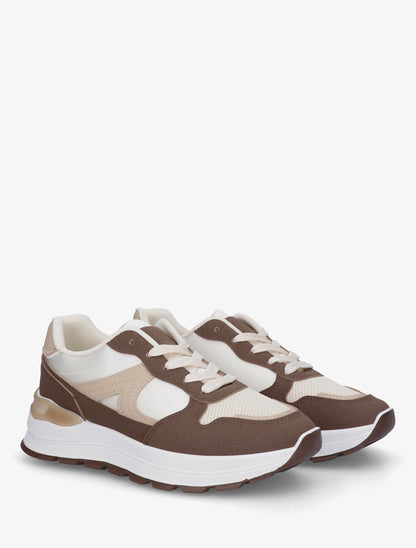 Sneakers en simili stylisés - Marron - 4
