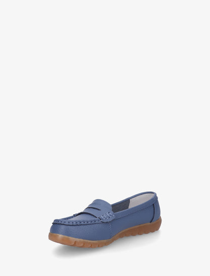 Mocassins en simili effet grainé - Bleu foncé - 3